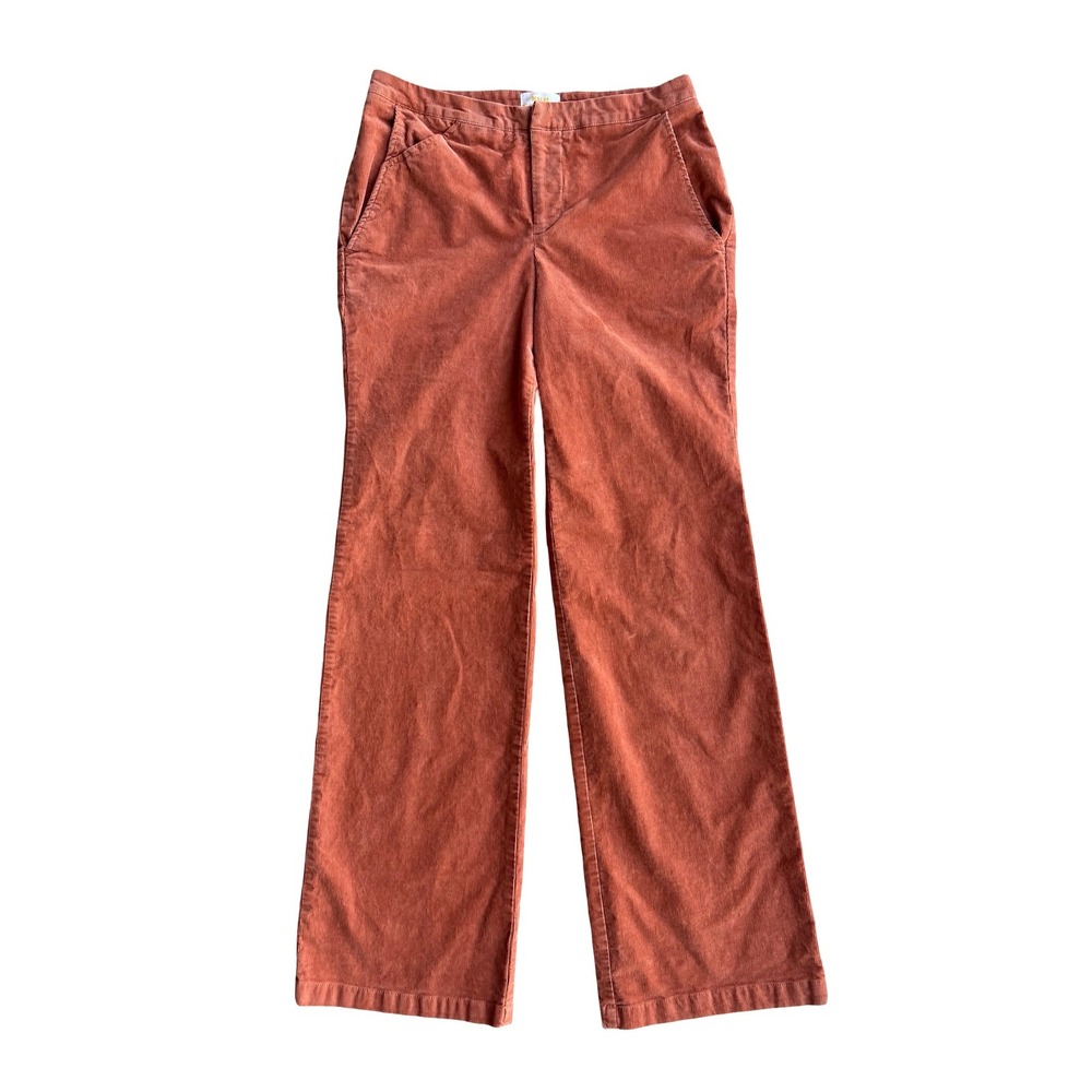 Maeve Anthropologie Womens Corduroy Wide Leg Pants Terracotta Orange Size 6